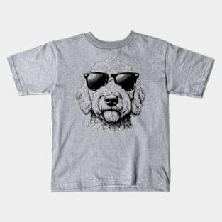 Goldendoodle Dog Wearing Sunglasses Drawing Kids T-Shirt